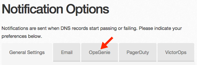 DNS Check OpsGenie Tab
